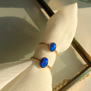 Oval Mavi Opal Taş Yüzük