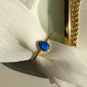 Mavi Opal Damla Taş Yüzük