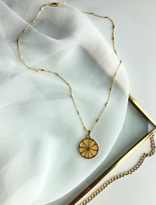 Portakal Dilim Kolye - Altın Kaplama