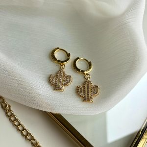 unnamed Kaktüs Küpe Altın Kaplama- Gold