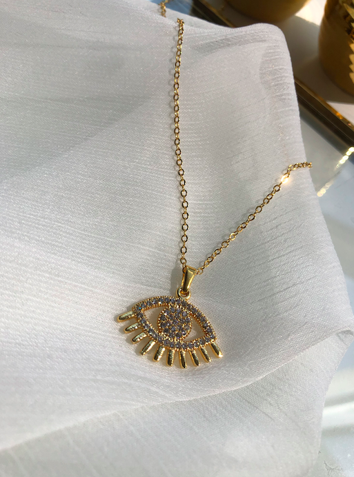 Göz Detay Zirkon Taş - Altın Kaplama