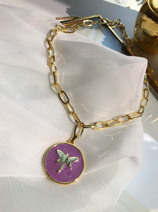 Lila Yusufcuk Altın Kaplama Kolye