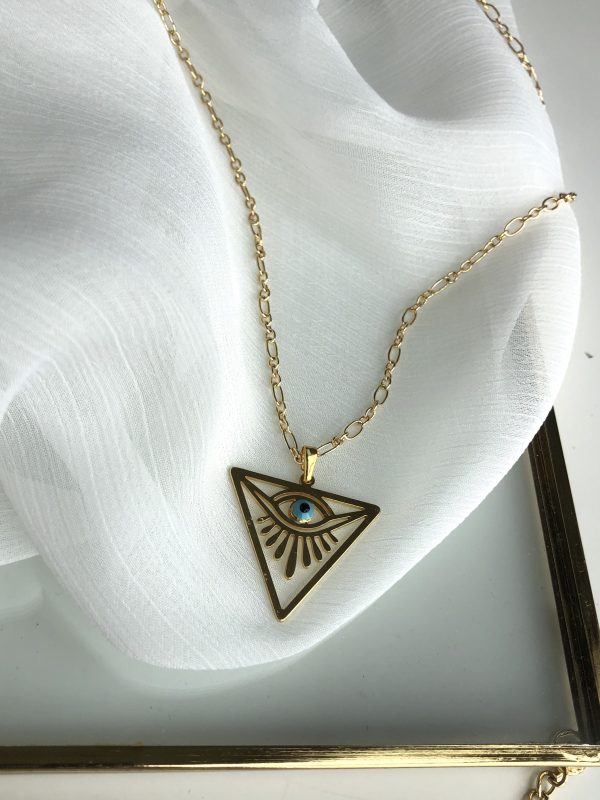 Üçgen Göz Detay Kolye - Altın Kaplama